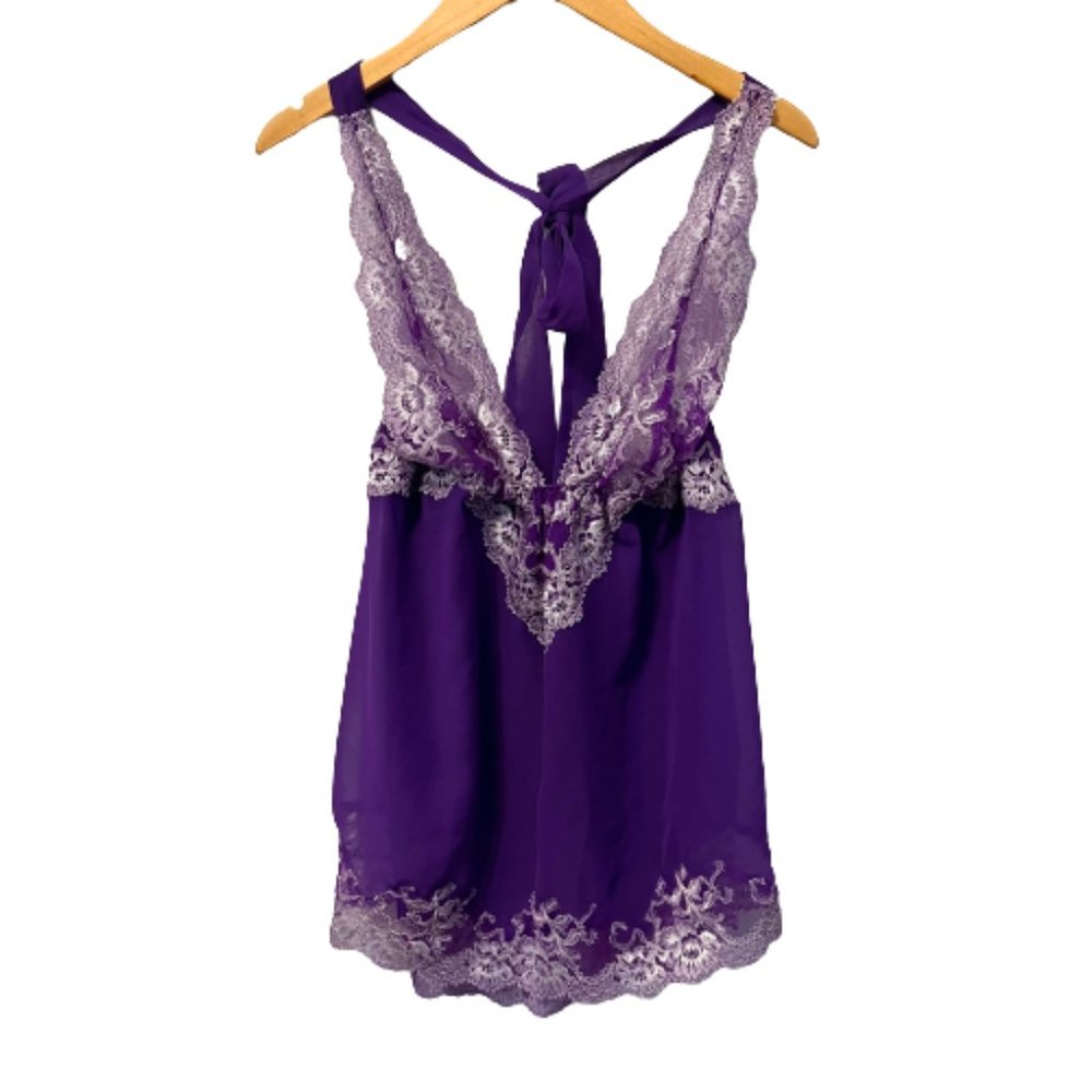 Victoria's Secret Royal Purple Lace Plunge V-Neck BabyDoll Size Large